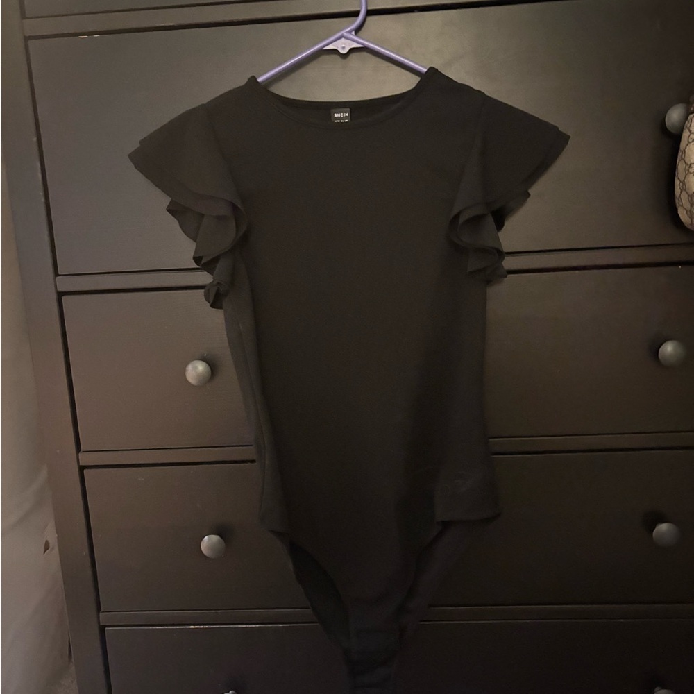 Black Ruffled Sleeve Bodysuit